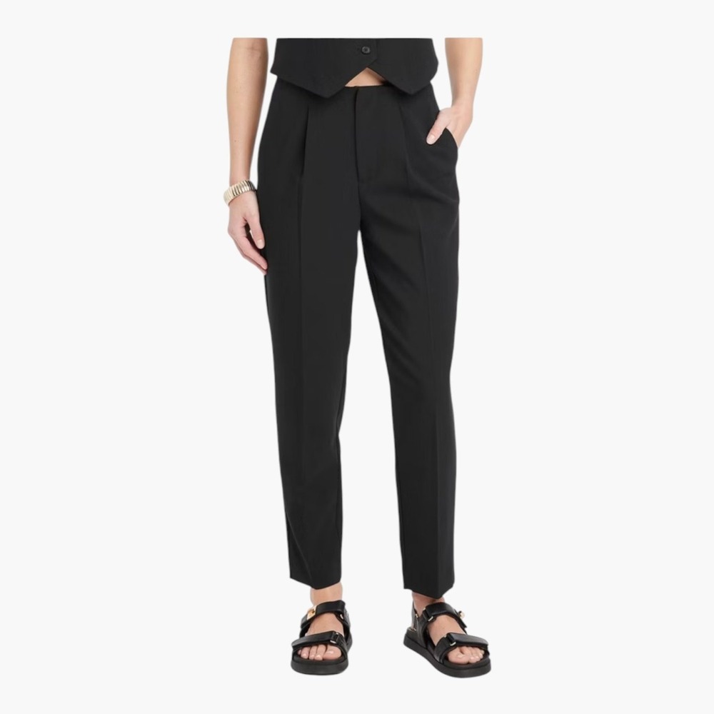A New Day High-Rise Tailored Trousers Tapered Ankle Black Women Size 4